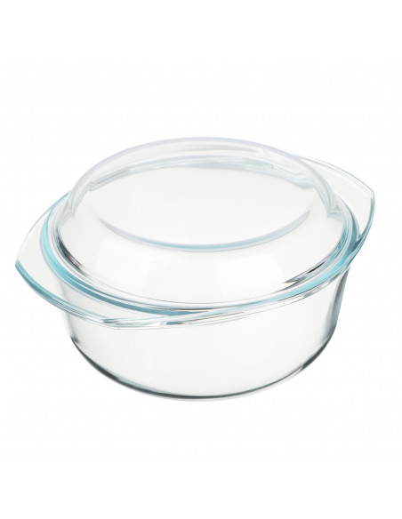 
Apvalus, karščiui atsparus troškintuvas su dangčiu, STIKLINIS, 1,5 l
