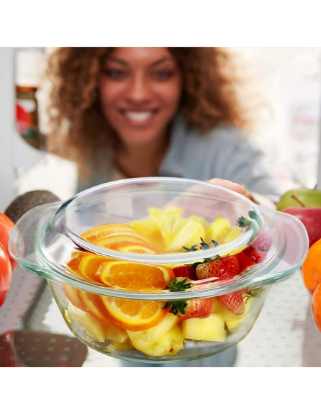 
Apvalus, karščiui atsparus troškintuvas su dangčiu, STIKLINIS, 1,5 l
