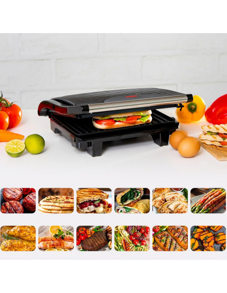 
Elektrinis kontaktinis grilis panini, mėsai, daržovėms 750 W
