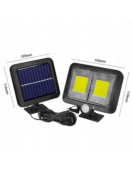 
Lauko saulės energija varomas šviestuvas su judesio jutikliu 108 LED 2200 W
