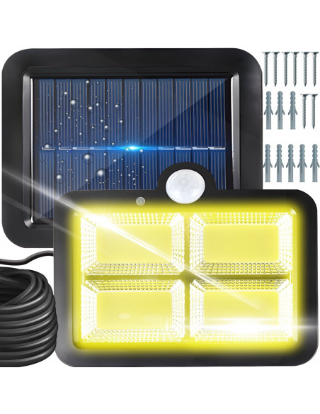 
Lauko saulės energija varomas šviestuvas su prieblandos judesio jutikliu 128 LED 2200 W
