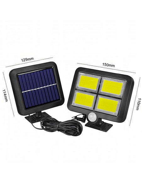 
Lauko saulės energija varomas šviestuvas su prieblandos judesio jutikliu 128 LED 2200 W
