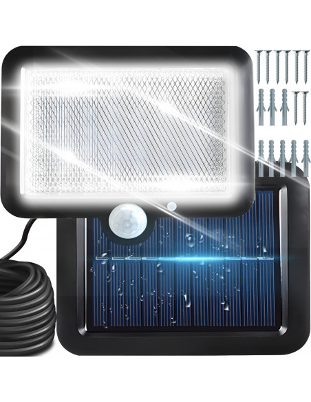 
Lauko saulės energija varomas šviestuvas su prieblandos judesio jutikliu, 108 LED, 2200 W
