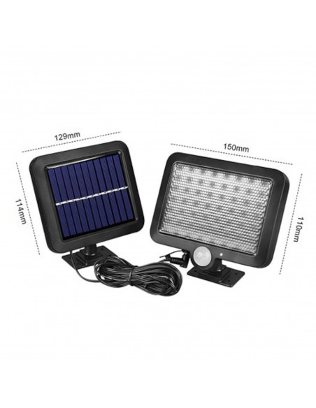 
Lauko saulės energija varomas šviestuvas su prieblandos judesio jutikliu, 108 LED, 2200 W
