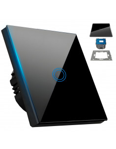 
Vieno paspaudimo šviesos jungiklis su foniniu stiklu - juodas
