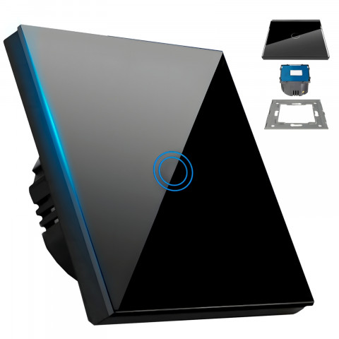 
Vieno paspaudimo šviesos jungiklis su foniniu stiklu - juodas
