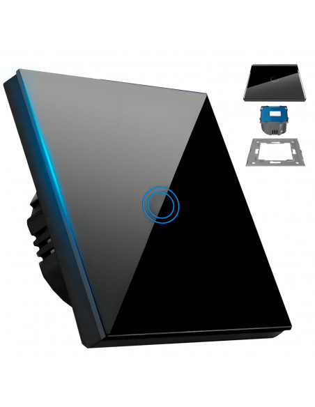 
Vieno paspaudimo šviesos jungiklis su foniniu stiklu - juodas
