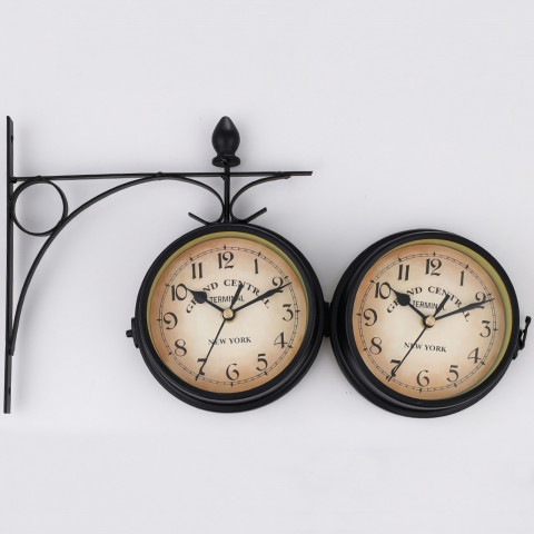 
Dvipusis RETRO stoties sieninis laikrodis
