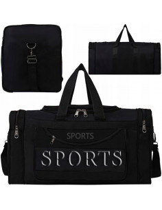 
Sportinis kelioninis krepšys su 3 kišenėmis – juodas
