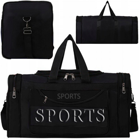 
Sportinis kelioninis krepšys su 3 kišenėmis – juodas
