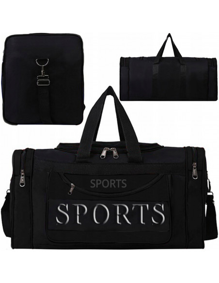 
Sportinis kelioninis krepšys su 3 kišenėmis – juodas
