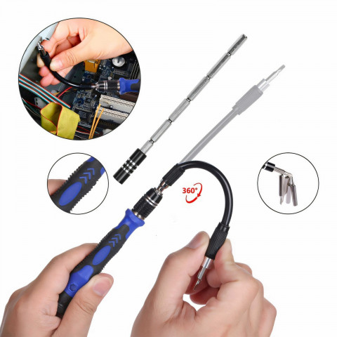 
Tikslių atsuktuvų su antgaliais rinkinys dėžutėje - 73 vnt.
