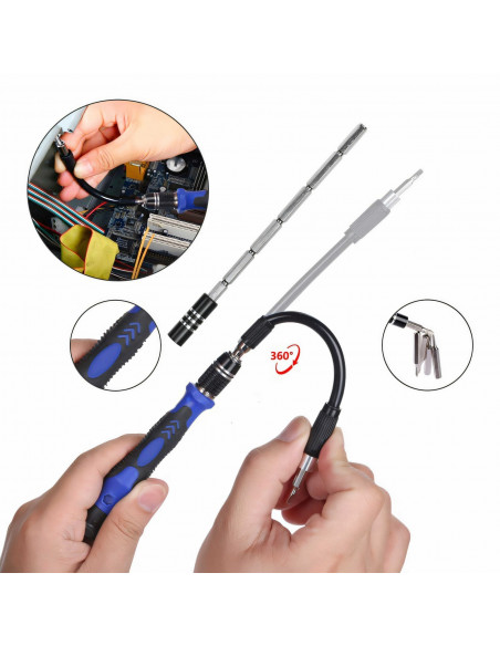 
Tikslių atsuktuvų su antgaliais rinkinys dėžutėje - 73 vnt.
