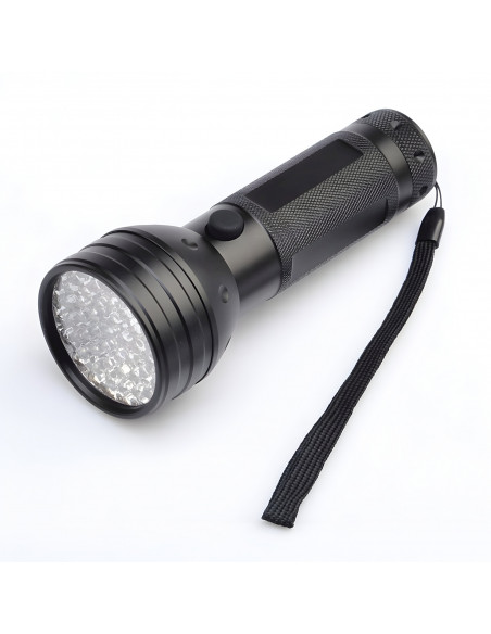 
Taktinis metalinis UV žibintuvėlis, maitinamas baterijomis, 51 LED
