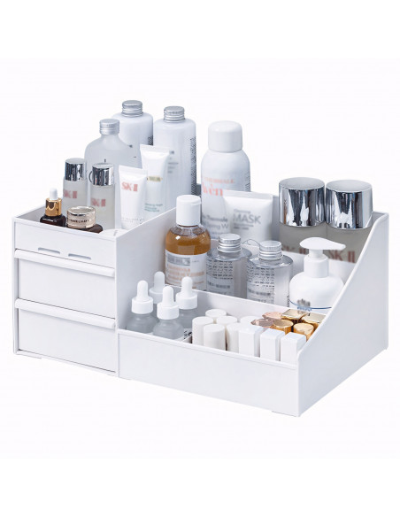 
Vonios kambario organizatorius kosmetikai ir papuošalams, 2 stalčiai, 7 skyriai - baltas
