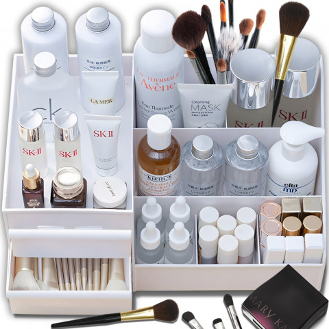 
Vonios kambario organizatorius kosmetikai ir papuošalams, 2 stalčiai, 7 skyriai - baltas
