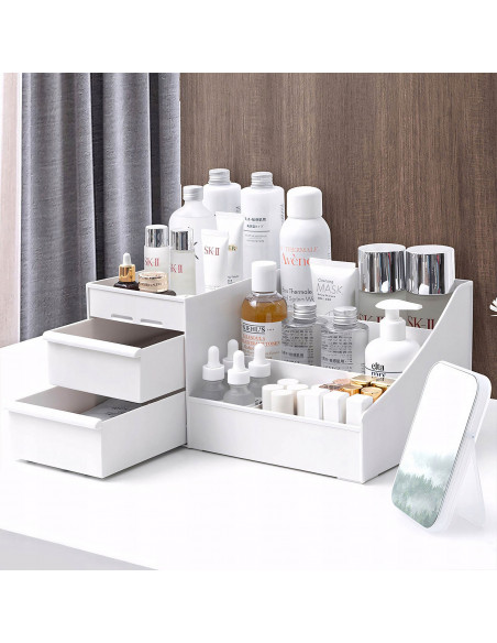 
Vonios kambario organizatorius kosmetikai ir papuošalams, 2 stalčiai, 7 skyriai - baltas
