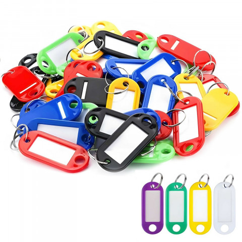 
Identifikavimo etiketės, raktų žiedai, raktų pakabukai, 100 vnt., spalvų mišinys
