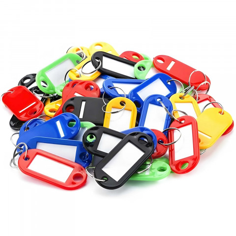 
Identifikavimo etiketės, raktų žiedai, raktų pakabukai, 100 vnt., spalvų mišinys
