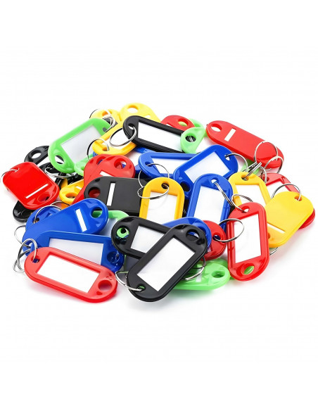 
Identifikavimo etiketės, raktų žiedai, raktų pakabukai, 100 vnt., spalvų mišinys
