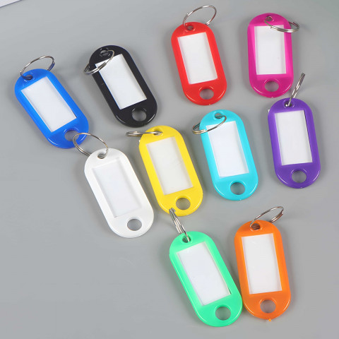 
Identifikavimo etiketės, raktų žiedai, raktų pakabukai, 100 vnt., spalvų mišinys
