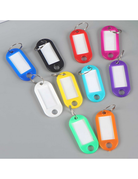 
Identifikavimo etiketės, raktų žiedai, raktų pakabukai, 100 vnt., spalvų mišinys
