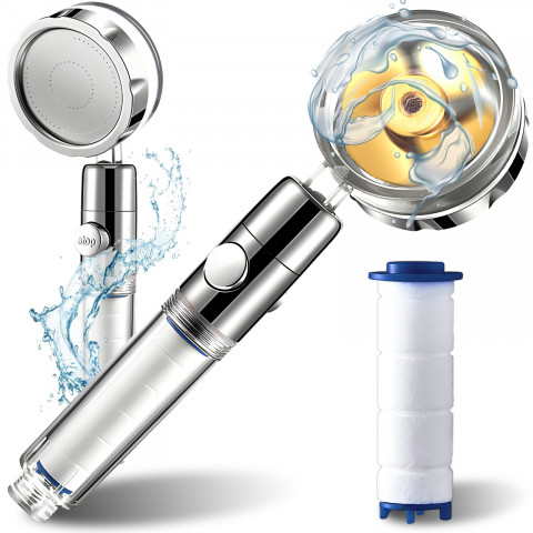 
Dušo galvutė su turbininiu filtru, taupančiu vandenį START-STOP sistema
