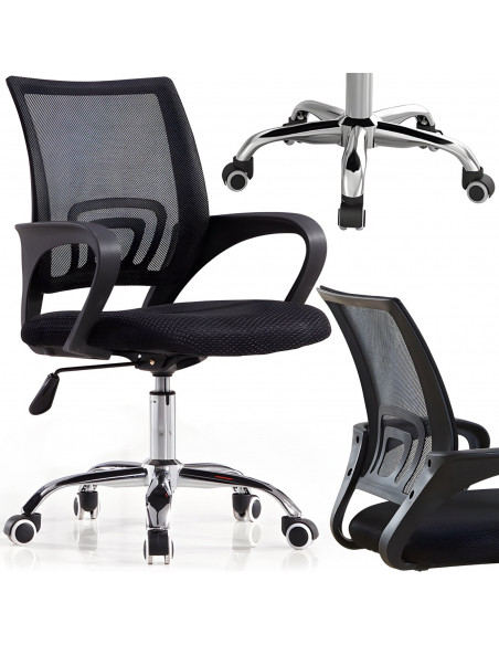 
Pasukama biuro kėdė su tinkliniais ratukais iki 150 kg - juoda
