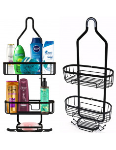 
Dušo lentynėlė vonios kosmetikai, pakabinama, 3 lygiai - juoda

