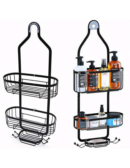 
Dušo lentynėlė vonios kosmetikai, pakabinama, 3 lygiai - juoda
