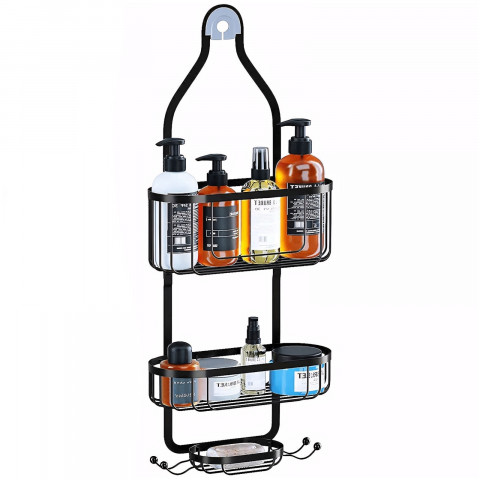 
Dušo lentynėlė vonios kosmetikai, pakabinama, 3 lygiai - juoda
