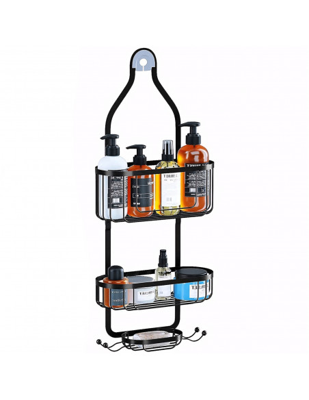 
Dušo lentynėlė vonios kosmetikai, pakabinama, 3 lygiai - juoda
