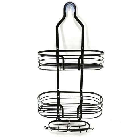 
Dušo lentynėlė vonios kosmetikai, pakabinama, 3 lygiai - juoda
