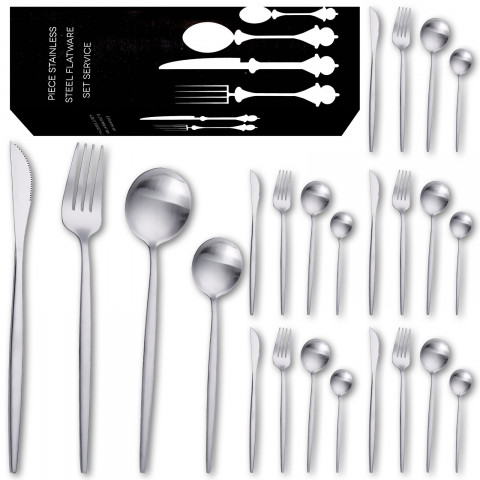 
Stalo įrankių rinkinys 6 asmenims, PLIENINIS - 24 dalys
