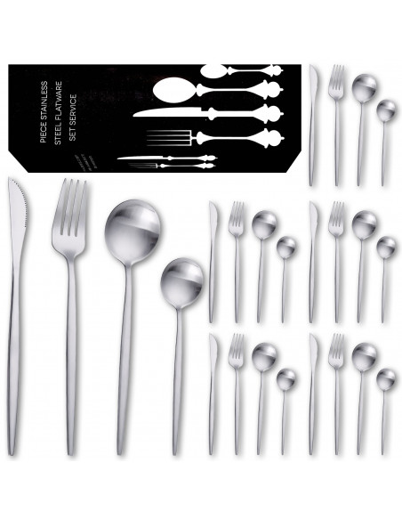 
Stalo įrankių rinkinys 6 asmenims, PLIENINIS - 24 dalys
