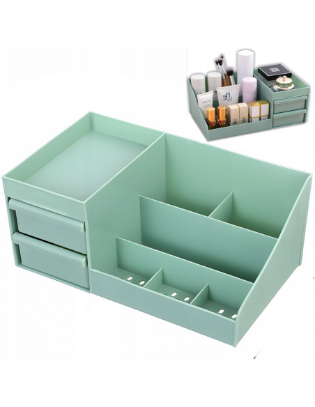 
Vonios kambario organizatorius kosmetikai ir papuošalams, 2 stalčiai, 7 skyriai - žalias
