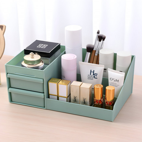 
Vonios kambario organizatorius kosmetikai ir papuošalams, 2 stalčiai, 7 skyriai - žalias
