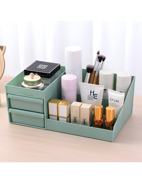 
Vonios kambario organizatorius kosmetikai ir papuošalams, 2 stalčiai, 7 skyriai - žalias
