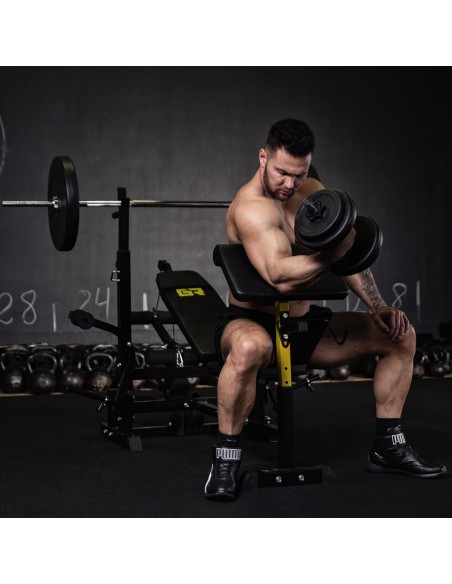 Daugiafunkcis mankštos suoliukas reguliuojamas pamokslininkas iki 110 kg