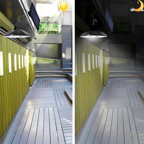 
Saulės energija varomas pakabinamas sodo šviestuvas, atsparus vandeniui, 3 režimai, LED nuotolinio valdymo pultas
