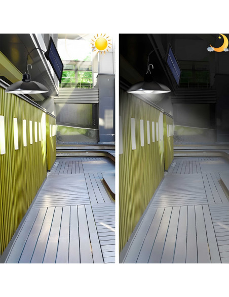 
Saulės energija varomas pakabinamas sodo šviestuvas, atsparus vandeniui, 3 režimai, LED nuotolinio valdymo pultas
