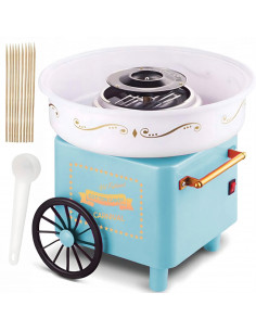 
Naminis cukraus vatos aparatas su pagaliukais ir matavimo puodeliu, mėlynas rinkinys
