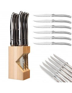 
Dantytų virtuvinių peilių rinkinys BBQ kepsniams bloke - 6 vnt.
