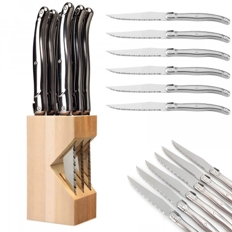 
Dantytų virtuvinių peilių rinkinys BBQ kepsniams bloke - 6 vnt.
