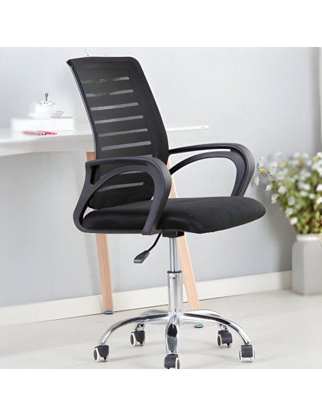 
Pasukama biuro kėdė ant ratukų, ventiliuojama, iki 150 kg - juoda
