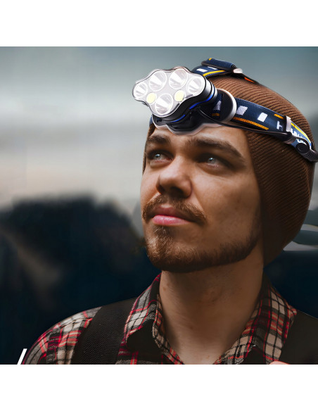 
Įkraunamas vandeniui atsparus priekinis žibintas su 8 LED režimais
