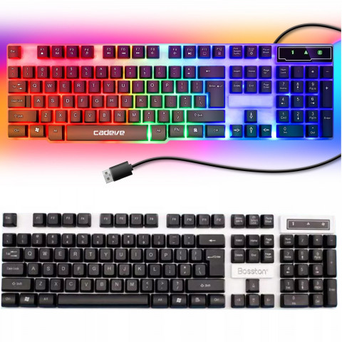 
Laidinė multimedijos klaviatūra su foniniu apšvietimu žaidėjams, spalvinga USB
