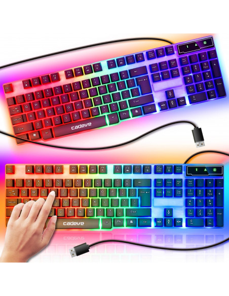 
Laidinė multimedijos klaviatūra su foniniu apšvietimu žaidėjams, spalvinga USB
