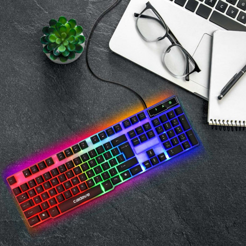 
Laidinė multimedijos klaviatūra su foniniu apšvietimu žaidėjams, spalvinga USB
