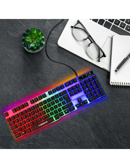 
Laidinė multimedijos klaviatūra su foniniu apšvietimu žaidėjams, spalvinga USB

